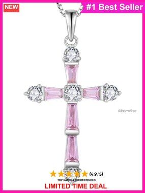 925 Sterling Silver Cross Pendant Necklace CZ Birthstone 18"